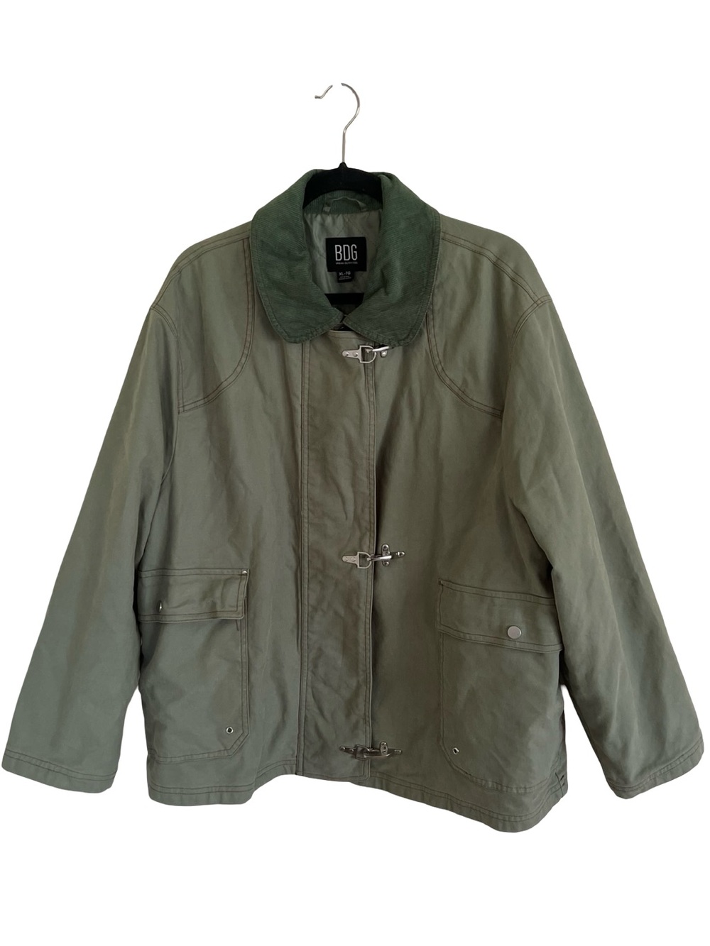 BDG Charles Canvas Duffle Chore Jacket in Green XL